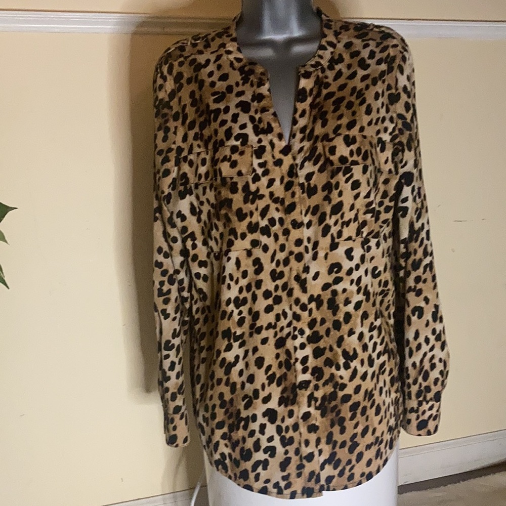 Calvin Klein Cheetah print blouse. Size medium